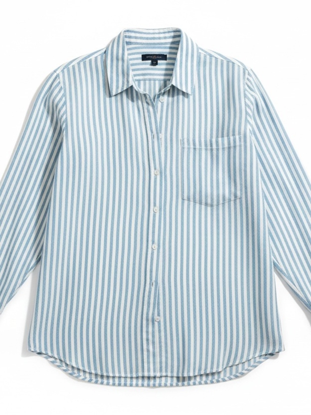 H&M  100% Linen Light Blue and White Vertical Stripe Button-Down Shirt XL